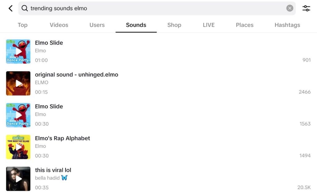 #3 Search on TikTok for Trending For Sounds